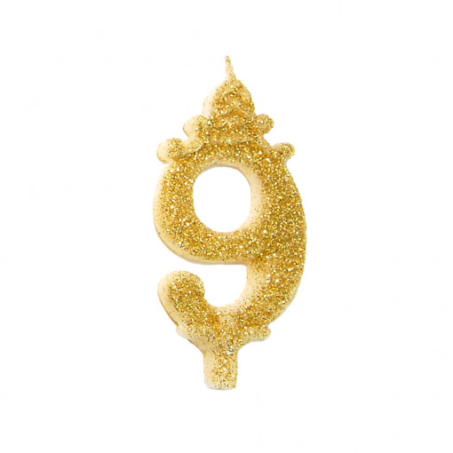 Свещ за торта H 8,5 cm, Фигура 9, Златна