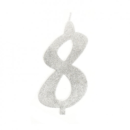 Свещ за торта XL H 12 cm, фигура 8, сребро