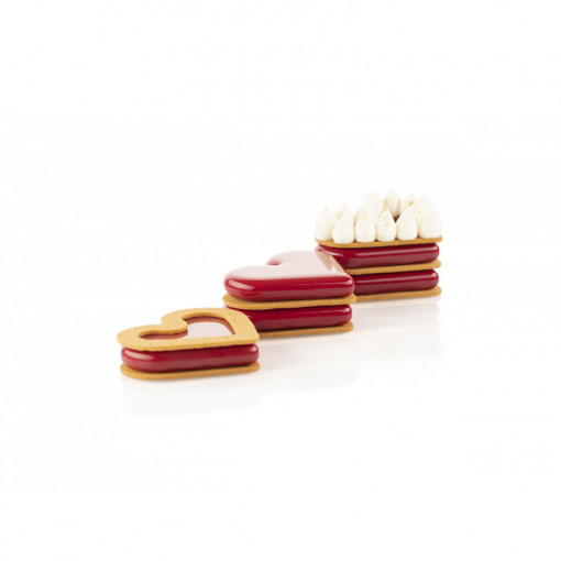 Силиконова форма Ниво на сърцето 8 x 6,6 x H 1,2 cm, 8 кухини, 35 ml + резец