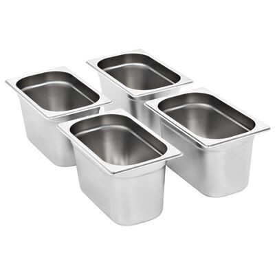 4 db rozsdamentes acélból készült, 3,4 literes zselatin tálcák bemutatására és tárolására 4 Magic PRO 100 vitrines készlet