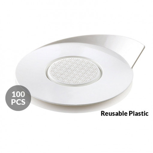 Baza Plastic Prezentare Monoportii, Model Rotund Alb, Ø 8.6 cm, Set 100 Buc