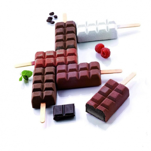 Choco Stick GEL02 Silicon Ice Cream mould, 2 moulds x 2 cav. 9.2 x 4.8 x H 2.4 cm, 90 ml, 50 sticks