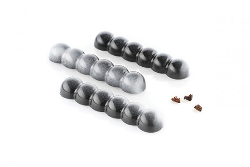 Chocolate Bars 11.5 x 2.5 x H 1.5 cm - Polycarbonate mould Bubbles, 10 cavities (CH012)