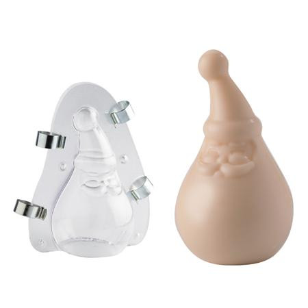 *Csokoládé 3D mátrix, merev műanyag, kapcsokkal, stilizált Mikulás, 1 téma H 12 cm