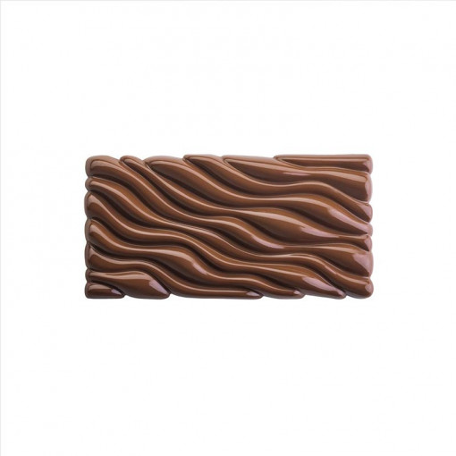 Csokoládétáblák 15,4 x 7,7 x H 1,1 cm - Polikarbonát forma Fluid Vallée, 3 üreggel