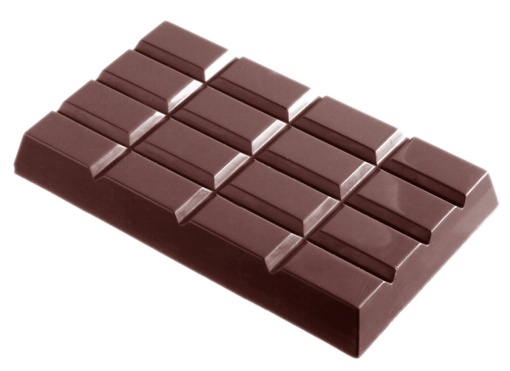 Csokoládétáblák 16,5 x 11,3 x H 2,4 cm, Polikarbonát forma 4 x 4 tábla, 2 üreg, 460 gr.