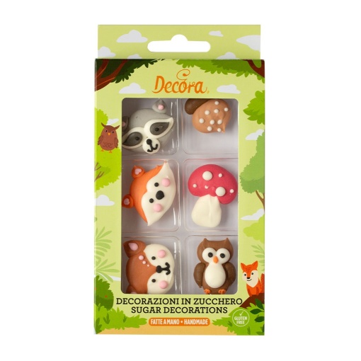 Decor Sugar - Forest Animals R 3.5 and 4 cm, 6 patterns, 6 pcs