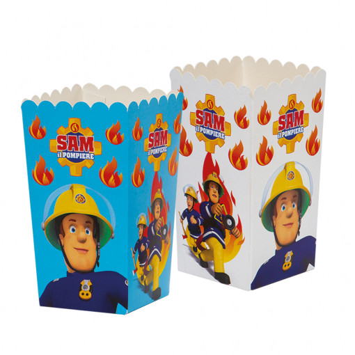 Fireman Sam Party Boxes, Waterproof Cardboard, 7 x 7 x H 14 cm, 6 pcs