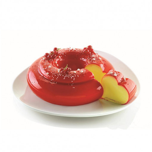 Forma Silicon Tort 3D Rotund Inima Ø 22 x H 6.5 cm, 1690 ml