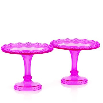 Kis büféállványok, fukszia műanyag, Ø 10 x H 8 cm, 2 db-os készlet