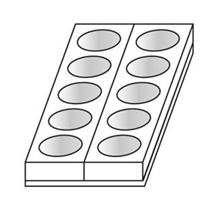 Monoportion Round Ø 6,5 x H 4 cm - комплект от 2 форми за формиране на 10 продукта, тава 40 x 17 cm