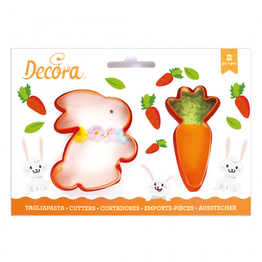 Plastic Cutters Bunny and Carrot, R 9 x H 2.2 cm, 2 pcs