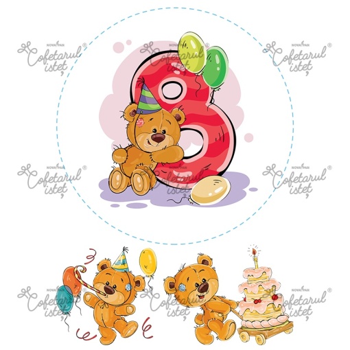 Printed Sugar Paste 8 Years Anniversary, Ø 20 cm and 2 Decorations Ø 10 and 11.5 cm, A4 - Confectionary Istet