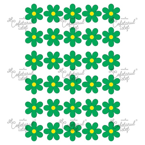 Printed Sugar Paste Flowers Model 16, 30 Decorations Ø 4 cm, A4 - Confectioner Istet