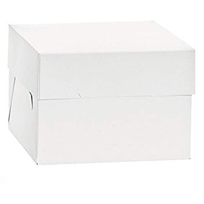 Square Dessert / Cake Box, White Cardboard, 40.5 x 40.5 x H 50 cm
