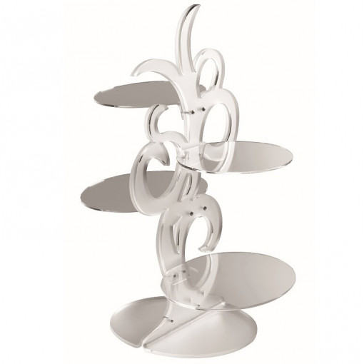 Suport Bufet Model Dantela, 4 Etaje, Plexiglas Transparent, 53 x 38 x H 71 cm