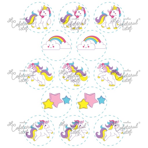 Vafa imprimata Unicorn, 13 Decoruri Ø 6 cm, A4 - Cofetarul Istet