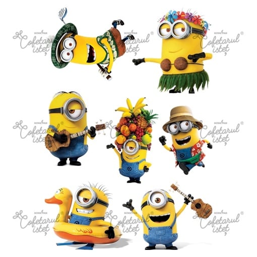 Захарна паста с печат Minions Model 7, 7 Декорации 8 - 10 cm cm, A4 - Сладкарски изделия