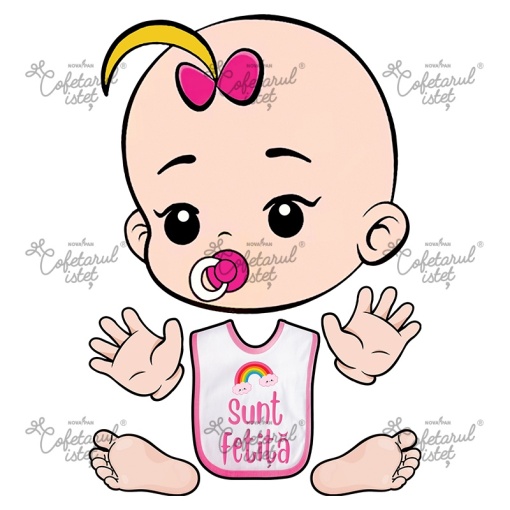 Печатни вафли Baby Girl Ø 20 и 5 декорации Ø 6,5 - 9 см, A4 - Сладкарски изделия