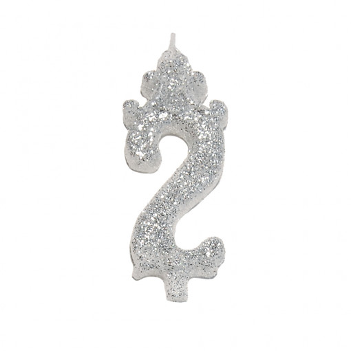 Свещ за торта H 8,5 cm, фигура 2, сребро
