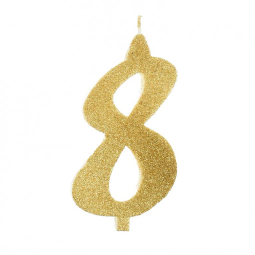 Свещ за торта XL H 12 cm, фигура 8, златиста