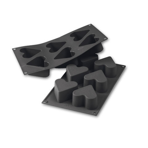 Силиконова форма Сърца Ø6,5xH6cm, 6 кухини