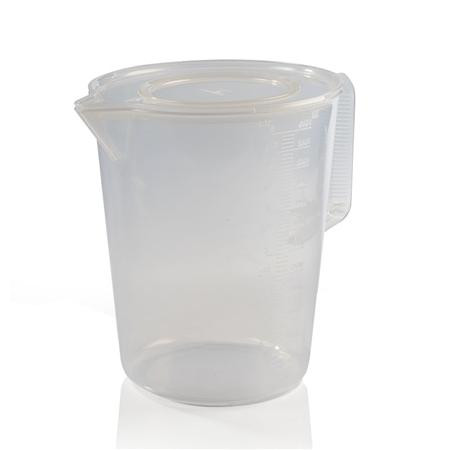 6 Litre, 6 Litre, 6 Litre, Transparent, Robust Plastic, Graduated Mug with Non-Spill Lid