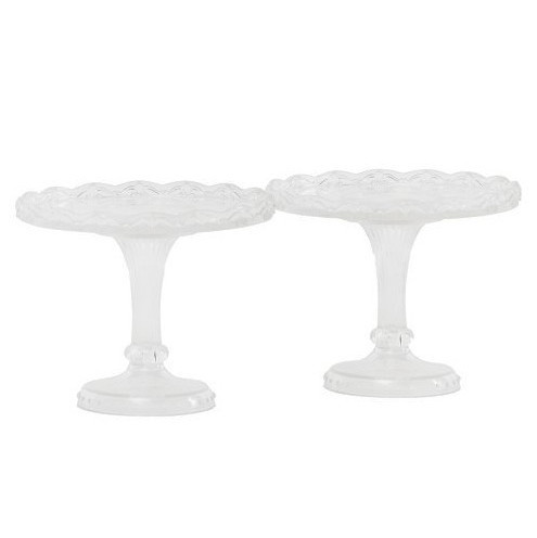 Büfé kis állványok, fehér műanyag, Ø 10 x H 8 cm, 2 db-os készlet