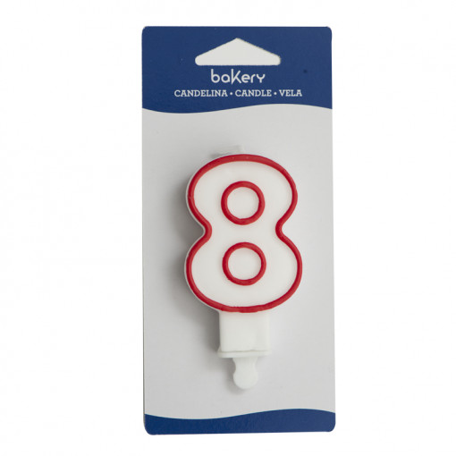 Cake Candle with Plastic Holder, Figure 8, H 9 cm