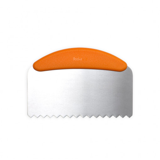 Cake Levelling Scraper with Plastic Handle and Serrated Stainless Steel Blade, 22.5x11cm