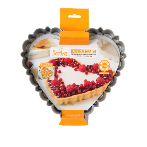 Cake Tray with Scalloped Edges and Removable Base, 25 x 23 x H 3 cm, Non-stick Aluminium