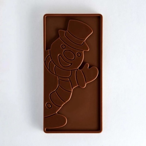 Chocolate bars 15.4 x 7.7 x H 0.9 cm - Snowman polycarbonate mould, 3 cavities, 100 gr