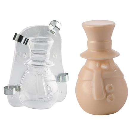 *Csokoládé 3D mátrix, merev műanyagból, kapcsos, stilizált hóember, 1 tárgy H 11 cm