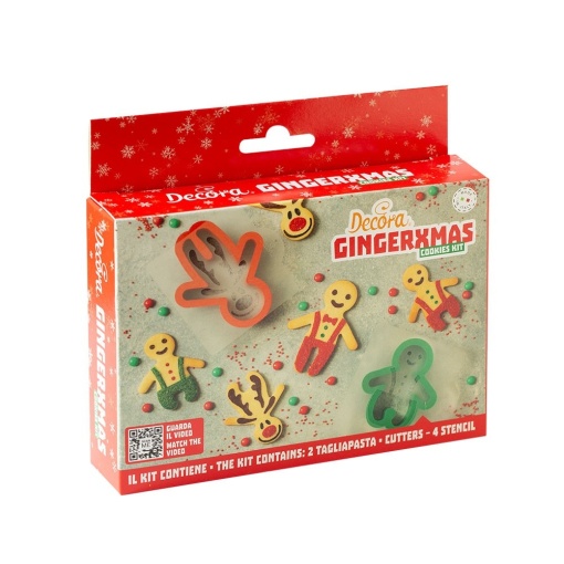 Decupatoare Plastic Craciun - Gingerman 6 - 11 x 8 x H 2.2 cm, 2 Buc + 4 Sabloane