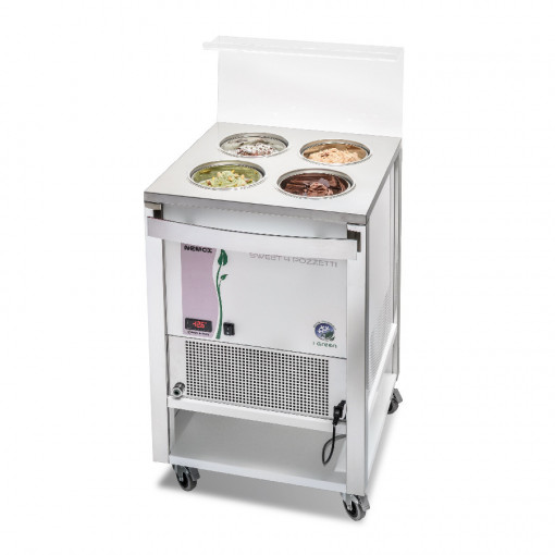 GELATO SWEET 4 Pozzetti Display and Storage Cabinet with Trolley, White