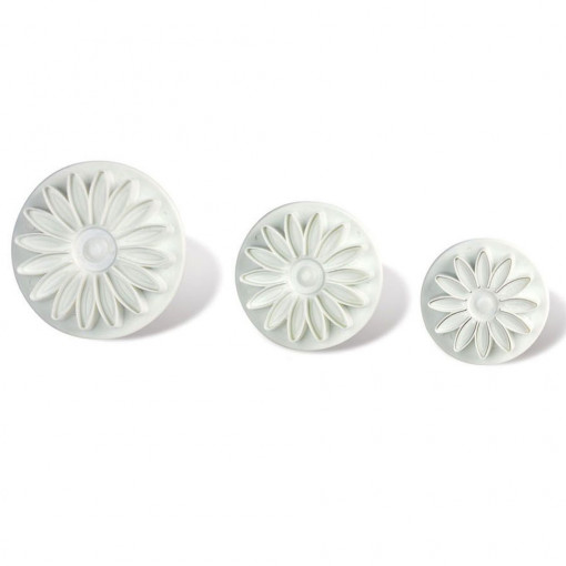 Gherbera / Daisy - Plastic Cutters with Extractor Ø 4.5 - 7 cm, Set 3 pcs