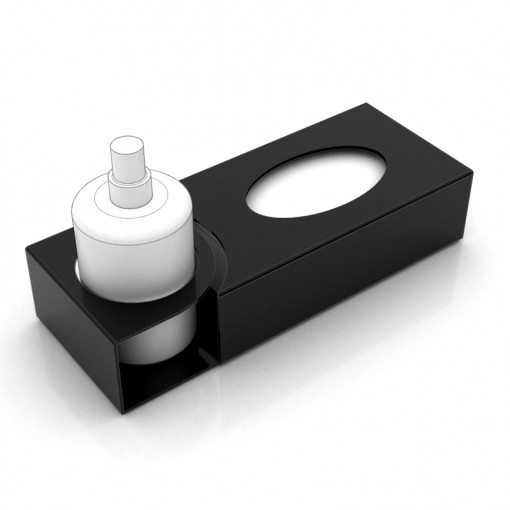 Glove Holder and Sanitising Bottle Ø 10.2 cm, Black Plexiglas, 33.5 x 15 x H8 cm