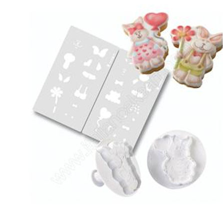 *Iepurasi - Cutters with Extractor and Decorating Sandblones, Set 4 pcs
