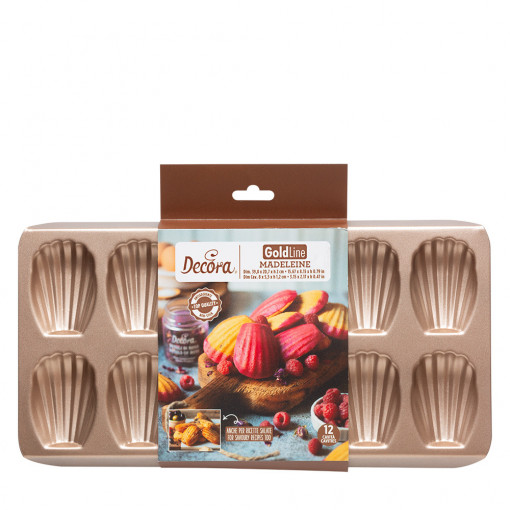 Madeleine Tray - 12 Cavitati 8 x 5.5 x H 1.2 cm, Non-stick Aluminium