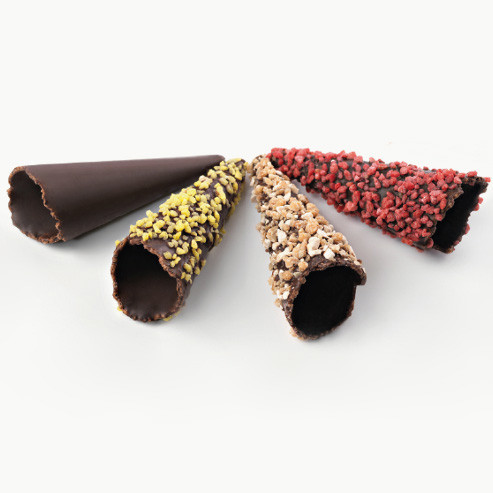 Mini Assorted Waffle Cones with Paper Manson, Cocoa with Crunch, 7.5 x 2.5 cm, 180 pcs, Masdeu