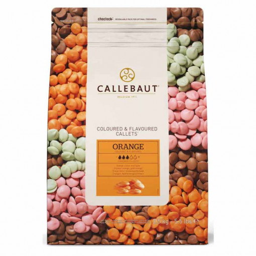 Narancs ízű fehér csokoládécseppek 29% Barry Callebaut, 2,5kg