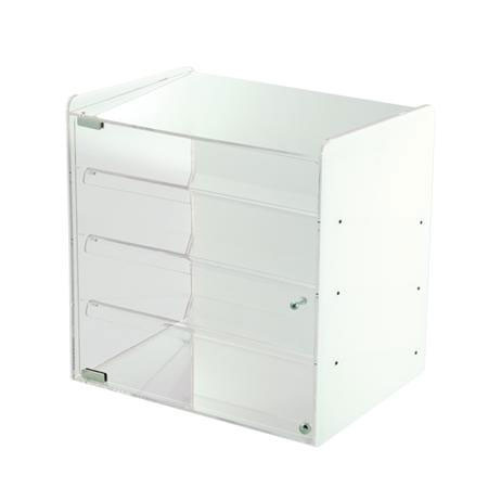 Neutra Bench Showcase with 4 Display Shelves, Plexiglas Transparent/Satin, 42 x 31 x H 42.5 cm