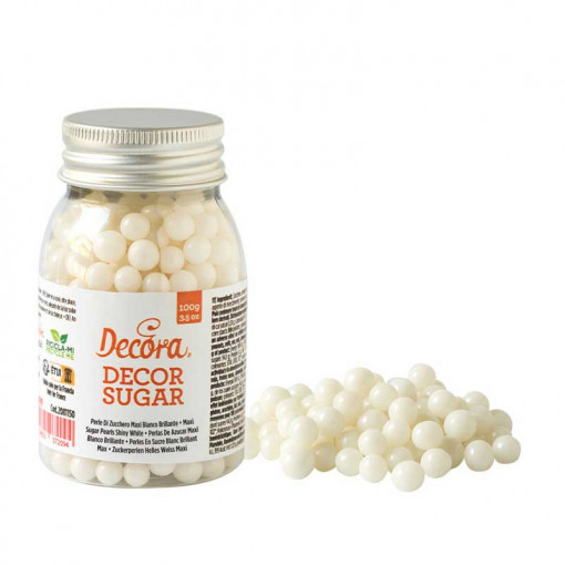 Pear Pearls White Sugar Glitter Ø 7mm, 100 gr