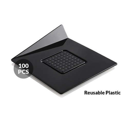 Plastic Presentation Monoportion Presentation Plastic Base, Square Black, 8.3 x 8.3 cm, Set 100 pcs