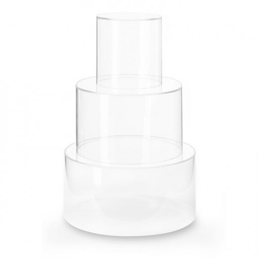 Plexiglas cake stand 3 tiers Ø 16 - Ø 24 - Ø 30 x H 15 cm