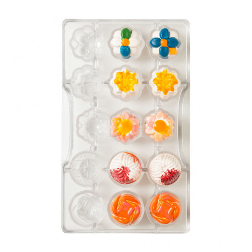 Polycarbonate Chocolate Primavara chocolate mould Ø 3 x H 2 cm, 15 Cavities, 20x12xH2cm