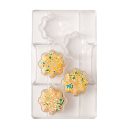 Polycarbonate mould Chocolate Chocolate Cosulet Small Flower Ø 5 x H 2 cm, 5 Cavities, 20x12xH2cm