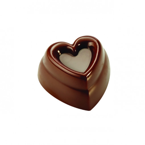Polycarbonate mould Innovation Range 21 Praline Chocolate Praline Heart, 3 x 3 x H 1.7 cm, 10 gr