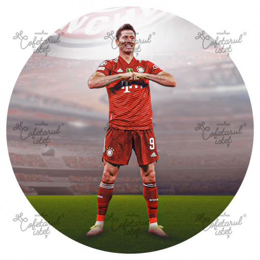 Printed Soccer Waffle Football Lewandowski Model 1, Ø 20 cm - Istet Confectionary