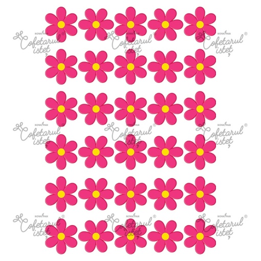 Printed Sugar Paste Flowers Model 15, 30 Decorations Ø 4 cm, A4 - Confectioner Istet
